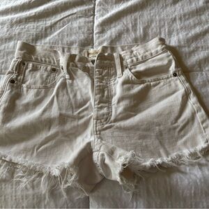 Madewell Relaxed Denim - Cream Frayed Jean Shorts